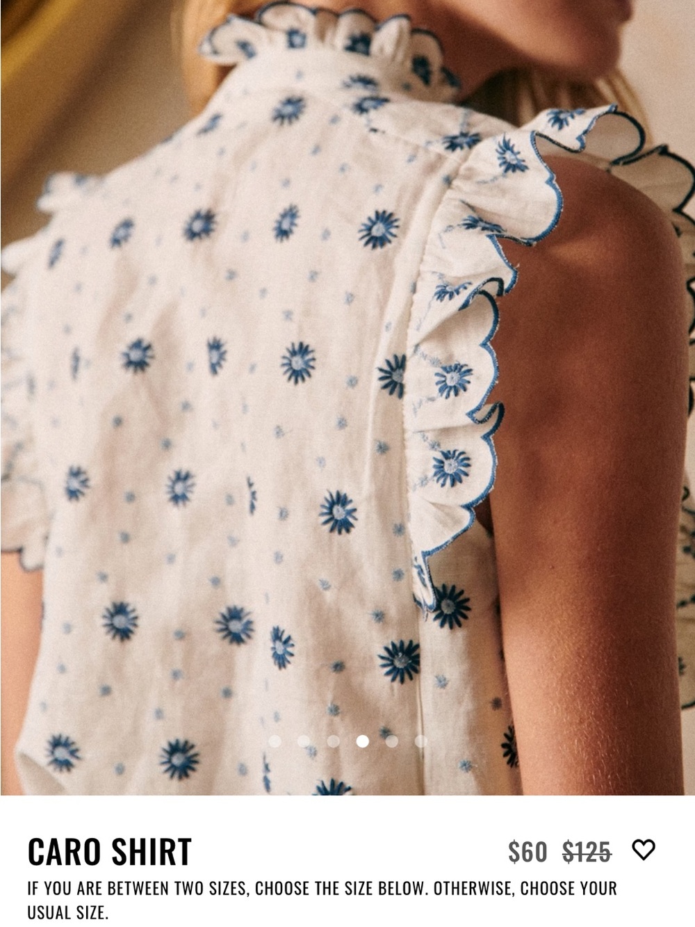 Sezane Caro Shirt Blue Embroidery - Size 4 - Picture 2 of 5